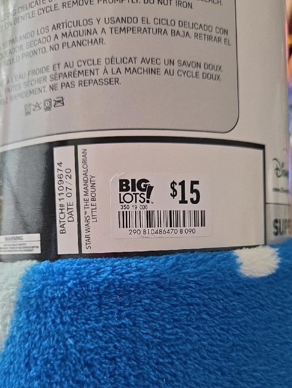 Brand New Star Wars The Child Plush Throw - Light Blue, Blue, Gray